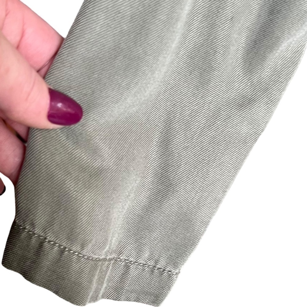 Max Jeans Army Green Utility Jacket Long Lined Draped Drawstring Waist Pocket XS - Picture 6 of 15